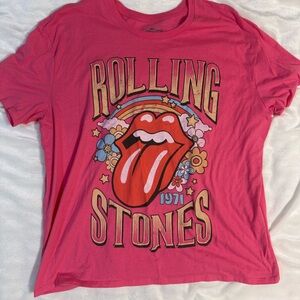 The Rolling Stones Women’s Bright Pink Logo Tee